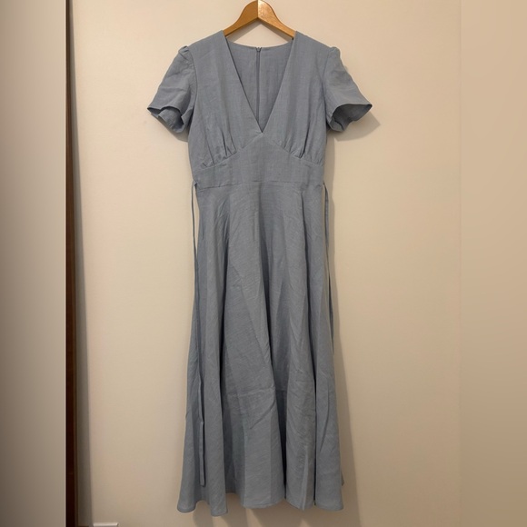 Dusty Blue Linen Dress (Sicily) - Picture 2 of 4